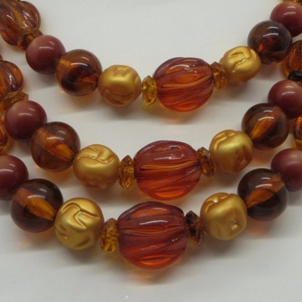 🍂 Elegant Vintage Copper-Gold Abstract Beaded Necklace - Picture 11 of 14